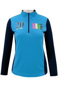 Tailor-made colorblock zipper half chest Polo design hot stamping logo mesh fabric Slim fit Slim waist Functional sweatshirt design company W220 side view